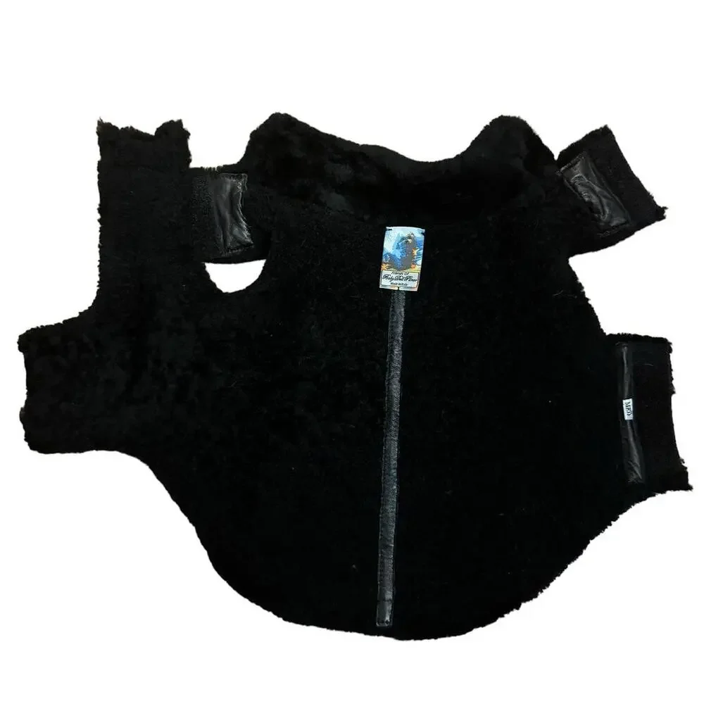 Donald Pliner Friends of baby Doll Pliner suede black sherpa dog coat size M